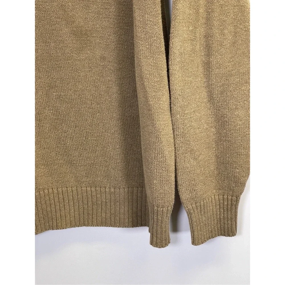 Oscar De La Renta Sweater Men Size Large 1/4 Zip Pullover Mock Neck‎ Beige